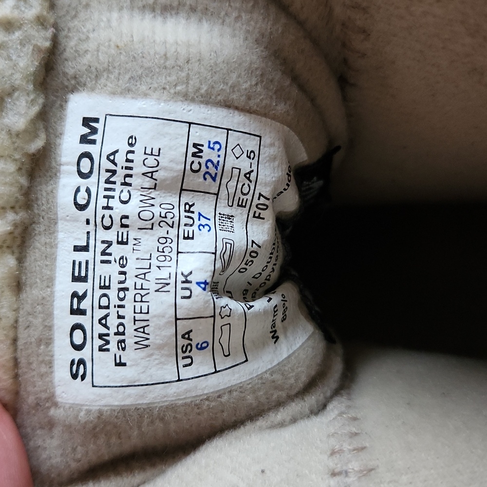 Sorel Brown and Cream Winter/hiking Boots Lace-Up Suede Womans Size 6 - Picture 13 of 15